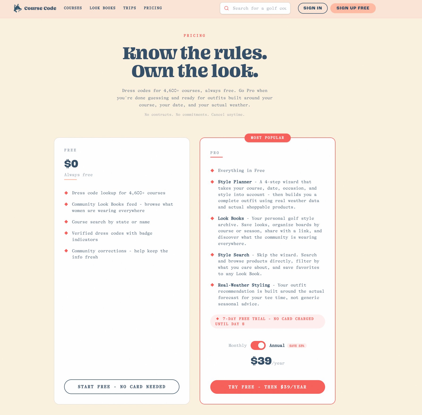 Course Code pricing